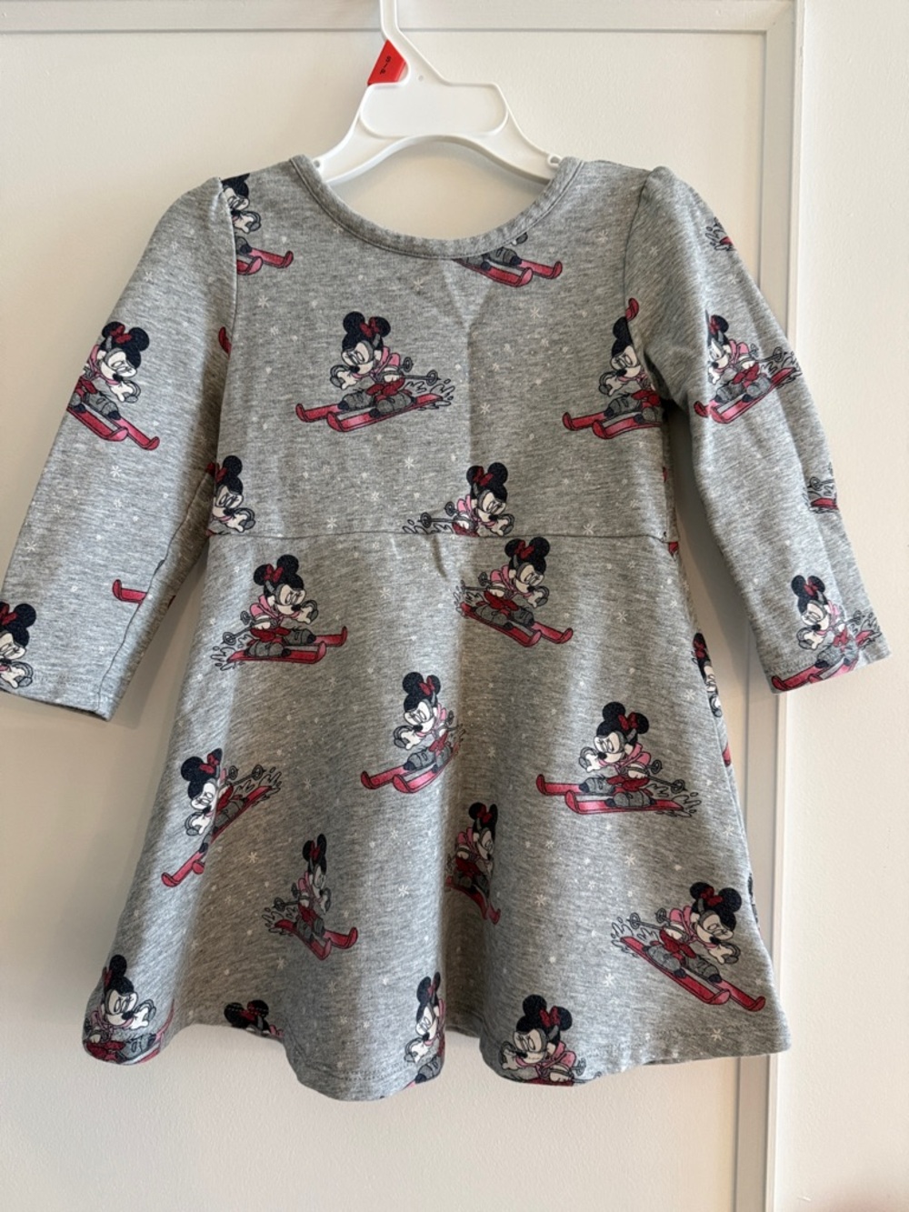 GAP Grey Knit Dress with Minnie Mouse and Pink Ski Accents